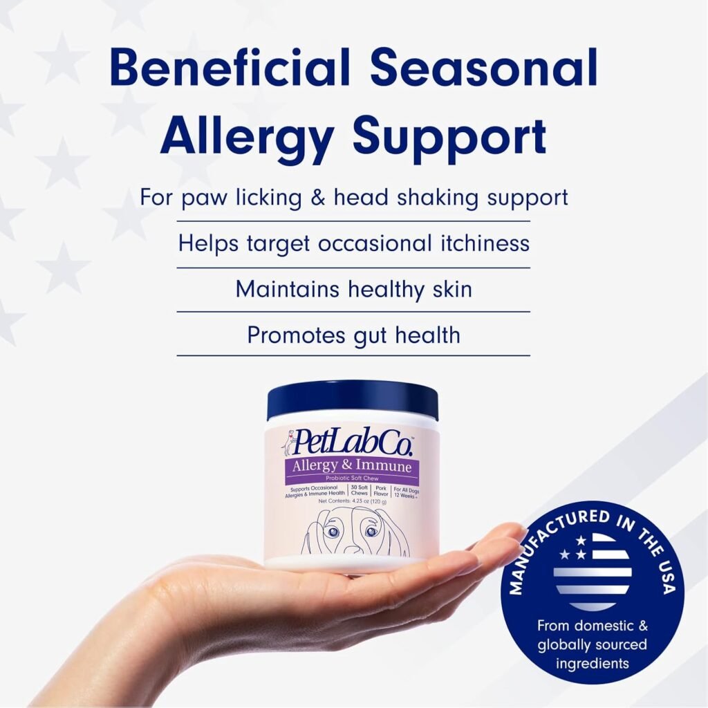 PetLab Co. Allergy  Immune Probiotics for Dogs, Support Seasonal Allergies, Gut  Digestive Health - Pork Flavor - 30 Soft Chews