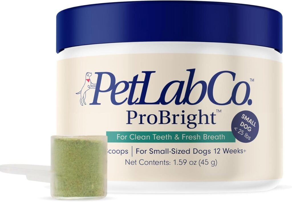 PetLab Co. ProBright Dental Powder - Dog Breath Freshener - Teeth Cleaning Made Easy – Targets Tartar  Bad Breath - Formulated for Small Dogs