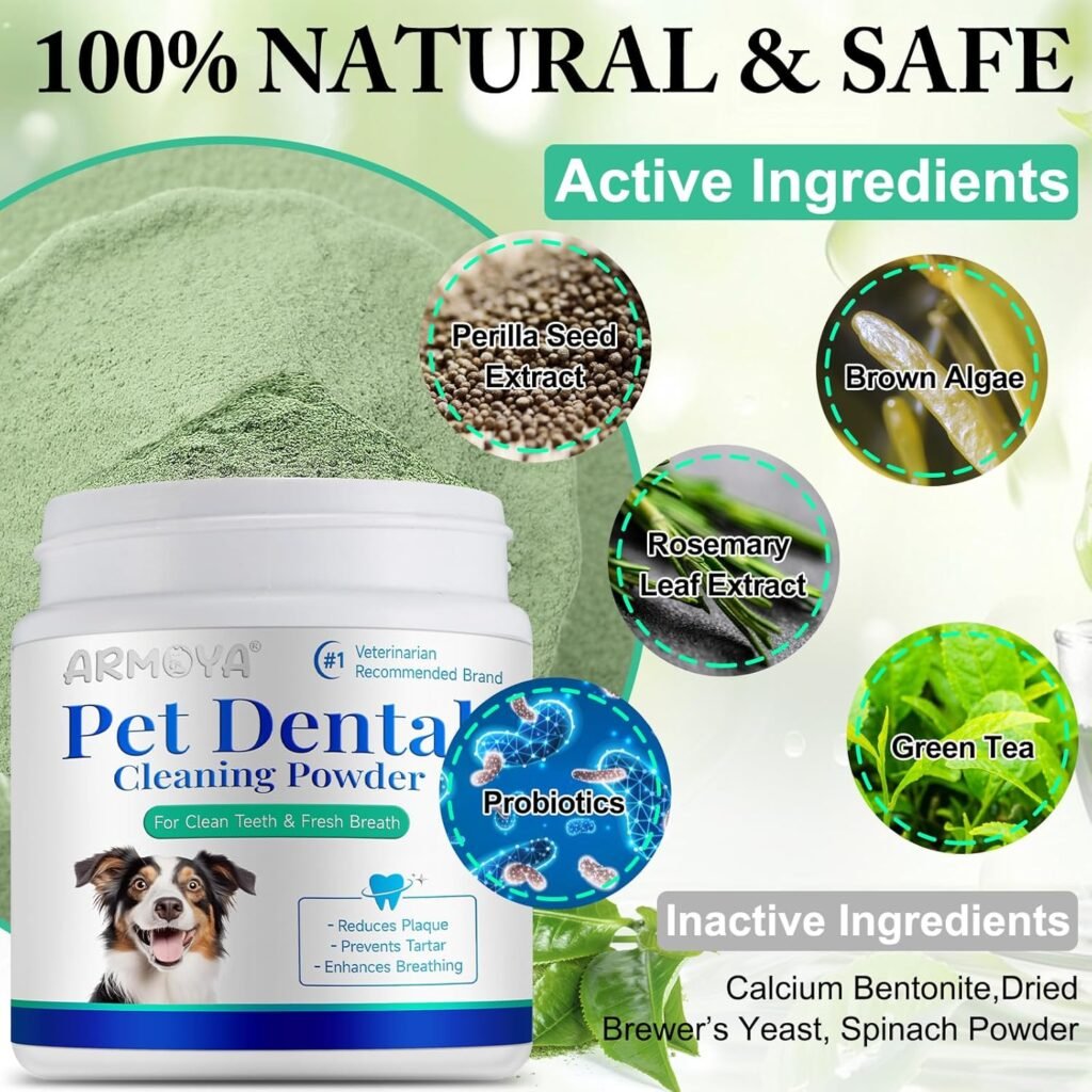 Dog Dental Powder - Teeth Cleaning Powder for Dogs - Dental Powder for Dogs - Dog Dental Care - Plaque  Bad Breath Off Powder Dog - Dental Care Supplies for Small - Medium - Large Dogs