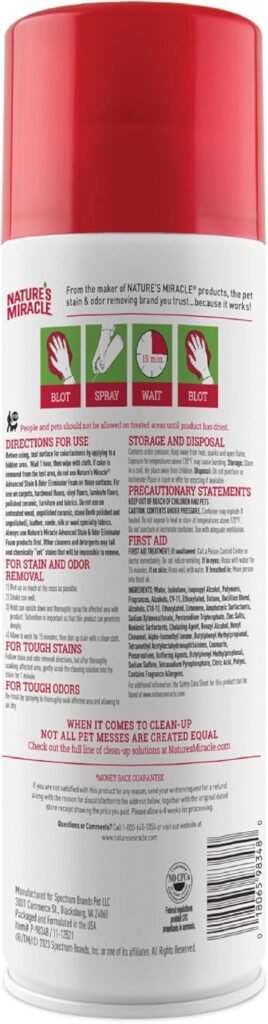 Nature’s Miracle Advanced Stain And Odor Eliminator for Dogs, Fresh Scent, Severe Mess Enzymatic Formula For Tough Pet Messes, 1 Gallon