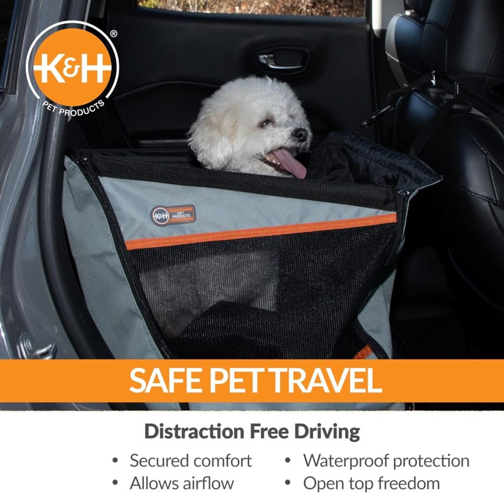 KH Pet Products Buckle N Go Dog Car Seat for Large Dogs, Waterproof Fabric, Breathable Mesh Sides, Adjustable Seat Belt Leash, Carseat for Medium to Large Pets, Car Seat Cover - 21 X 19 X 19in